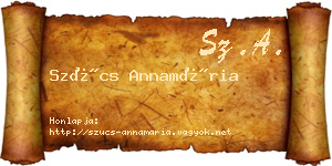 Szűcs Annamária névjegykártya